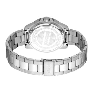 Angle shot of Just Cavalli Young JC1G246 Uomo Per Lui JC1G246M0245 Grey Stainless Steel Mens Watch on white background