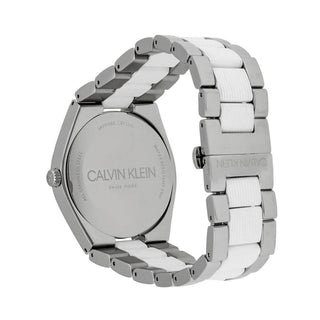 Angle shot of Calvin Klein Contrast K9E211K6 Steel Stainless Steel Mens Watch on white background