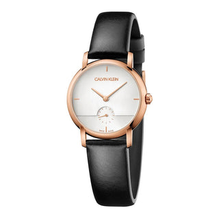 Front view of Calvin Klein Established K9H2Y6C6 Leather Womens Watch on white background