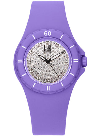 Front view of Light Time Lady Diver Lilac L122LI Womens Watch on white background