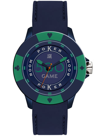 Front view of Light Time Poker Blue / Green L147LS Mens Watch on white background