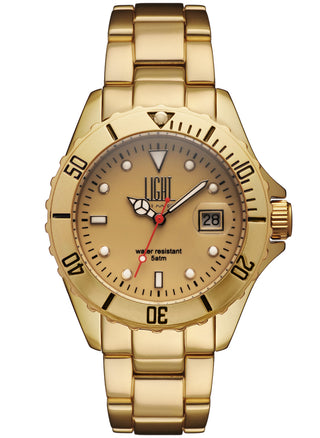 Front view of Light Time Diver Gold Aluminium L152OR Mens Watch on white background