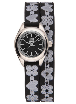 Front view of Light Time Rococo Black L162B Womens Watch on white background