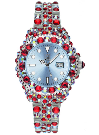 Front view of Light Time Mediterraneo Full Strass / Light Blue L603E Womens Watch on white background