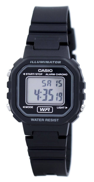 Front view of Casio Illuminator LA-20WH-1ADF Womens Watch on white background