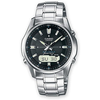 Front view of Casio Lineage Multiband 6 Tough Solar LCW-M100TSE-1A2ER Mens Watch on white background