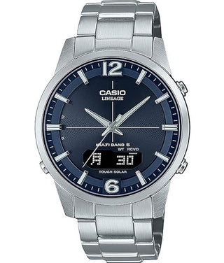 Front view of Casio Lineage Multi Band 6 Tough Solar LCW-M170D-2AER Mens Watch on white background
