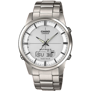 Front view of Casio Lineage Multiband 6 Tough Solar LCW-M170TD-7AER Mens Watch on white background