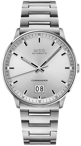 Front view of Mido Commander M0216261103100 Mens Watch on white background