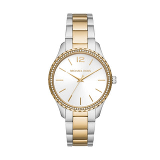 Front view of Michael Kors Layton MK6899 Womens Watch on white background