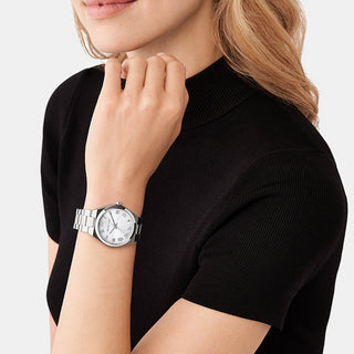 Angle shot of Michael Kors Lennox MK7393 Womens Watch on white background