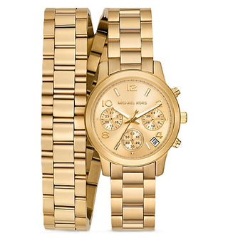 Front view of Michael Kors Runway Chronograph MK7452 Womens Watch on white background