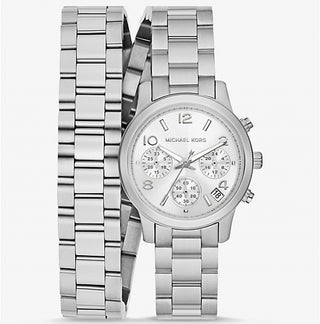 Front view of Michael Kors Runway Chronograph MK7454 Womens Watch on white background