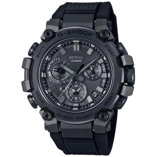 Front view of Casio Metal Twisted-G Black -Solar Powered MTG-B3000B-1AER Mens Watch on white background