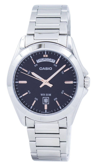 Front view of Casio MTP-1370D-1A2V Mens Watch on white background