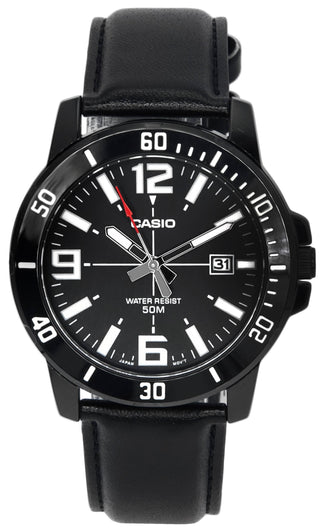 Front view of Casio MTP-VD01BL-1B Mens Watch on white background