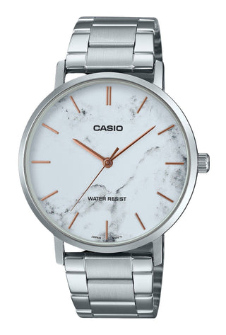 Front view of Casio MTP-VT01DM-7A Mens Watch on white background