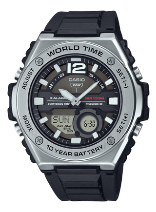 Front view of Casio MWQ-100-1AV Mens Watch on white background