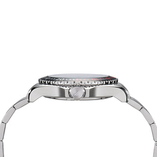 Angle shot of Nautica NAPCPS905 Grey Stainless Steel Mens Watch on white background