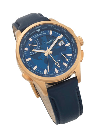 Angle shot of Nautica Shanghai Worldtimer NAPSHG002 Mens Watch on white background