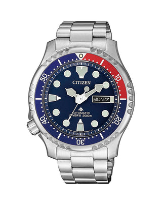 Front view of Citizen Promaster Diver’S Automatic Mt NY0086-83L Watch on white background