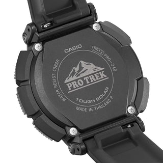 Angle shot of Casio Pro-Trek PRG-340-1ER Black Resin Mens Watch on white background