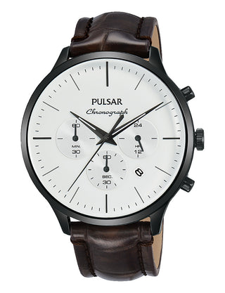 Front view of Pulsar Chronograph PT3895X1 Mens Watch on white background