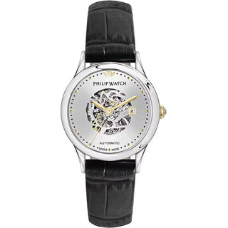 Front view of Philip Watch Marilyn Automatic Skeleton- Swiss Made R8221596501 Womens Watch on white background