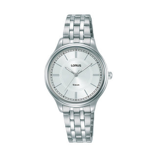 Angle shot of Lorus Lady RG207VX9 Grey Stainless Steel Womens Watch on white background