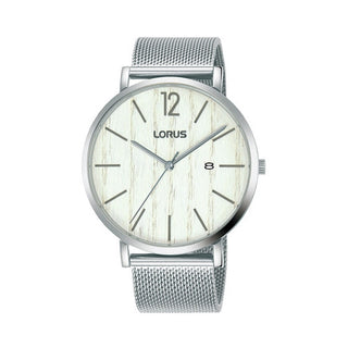 Front view of Lorus Dress RH997MX9 Metal Mens Watch on white background