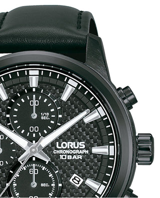 Angle shot of Lorus Sports Chronograph RM333HX9 Mens Watch on white background