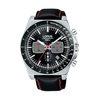 Front view of Lorus Sports Chronograph RT359GX9 Mens Watch on white background