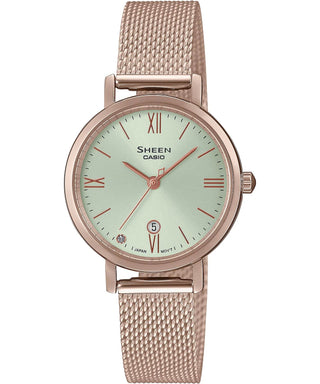 Front view of Casio Sheen SHE-4540CM-3AUER Womens Watch on white background