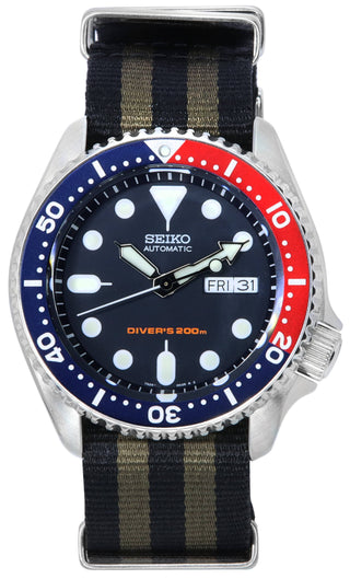 Front view of Seiko SKX009K1-VAR-NATO21 Mens Watch on white background