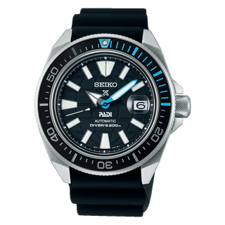 Front view of Seiko Prospex SRPG21J1 Black Silicone Mens Watch on white background