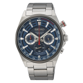 Front view of Seiko SSB407P1 Mens Watch on white background