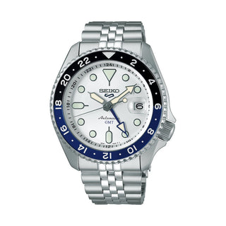 Front view of Seiko Sport Gmt SSK033K1 Mens Watch on white background