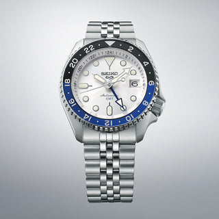 Angle shot of Seiko Sport Gmt SSK033K1 Mens Watch on white background