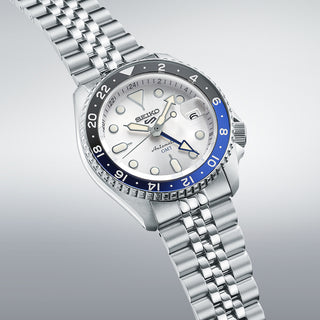 Angle shot of Seiko Sport Gmt SSK033K1 Mens Watch on white background