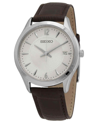 Front view of Seiko SUR421P1 Mens Watch on white background