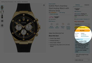A screenshot of the Amazon webpage, showing The Watchly as a seller