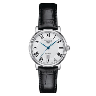 Front view of Tissot Carson Automatic T1222071603300 Leather Womens Watch on white background