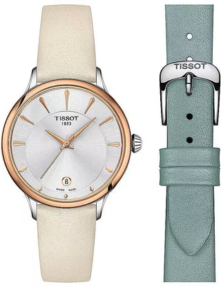 Front view of Tissot Odaci Special Pack + Extra Strap T1332102603100 Womens Watch on white background