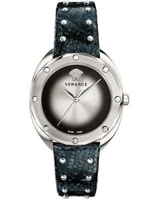 Front view of Versace Shadov VEBM001 18 Womens Watch on white background