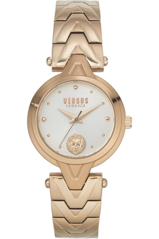 Front view of Versus Forlanini VSPVN0920 Grey Dial Rose Gold Stainless Steel Womens Watch on white background