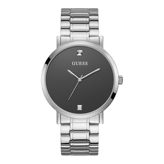 Front view of Guess Supernova W1315G1 Grey Stainless Steel Unisex Watch on white background