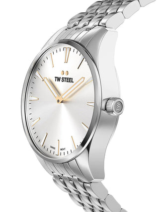 Angle shot of TW Steel ACE352 Silver Stainless Steel Womens Watch on white background