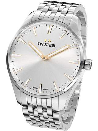 Angle shot of TW Steel ACE352 Silver Stainless Steel Womens Watch on white background