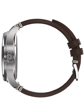 Angle shot of Avi-8 AV-4097-01 Black Dial Brown Leather Unisex Watch on white background