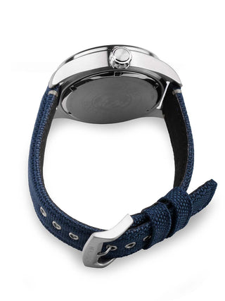 Angle shot of Citizen AW5000-16L Blue Textile Unisex Watch on white background